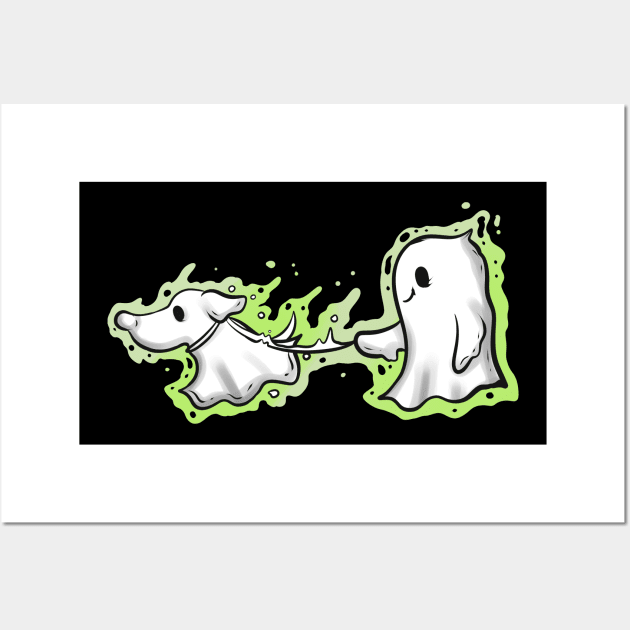 Spirit Ghost Goes For A Walk With The Ghost Dog Wall Art by SinBle